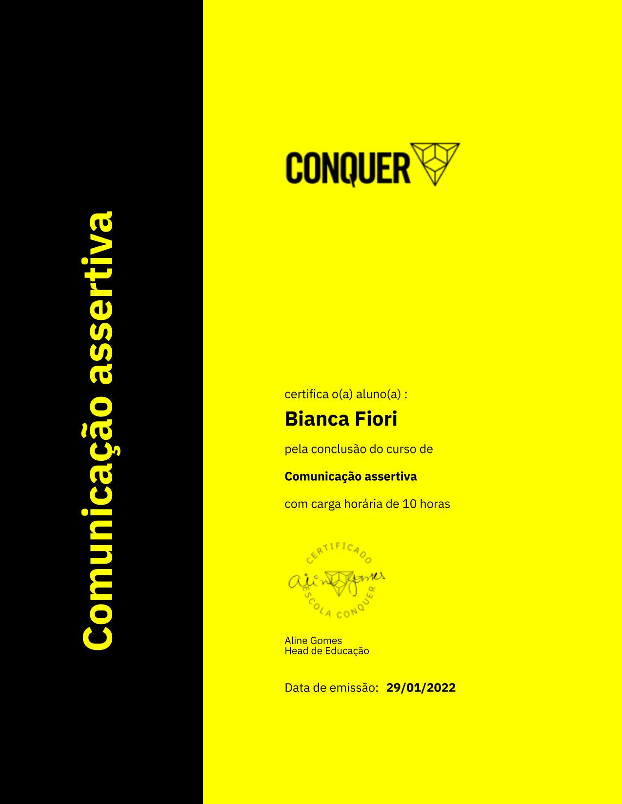 Certificado de Comunicação assertiva